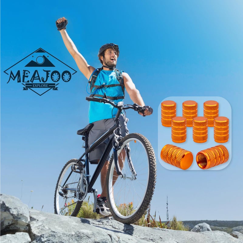 MEAJOO 8 قطع من أغطية جذع صمام الإطارات من MEAJOO، مقاومة للغبار، أغطية جذع صمام الإطارات العالمية من الألومنيوم المؤكسد للسيارات وسيارات الدفع الرباعي والشاحنات والدراجات والدراجات النارية والدراجات (برتقالي) - Image 4